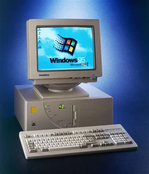 A 90s desktop computer running Windows 95 Plus! Edition